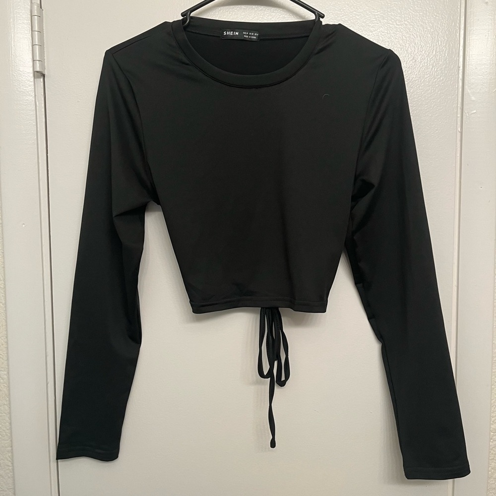 Long Sleeve Open Back Cropped Top